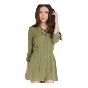 ModCloth Size 1X Green Button Up Collared Romper